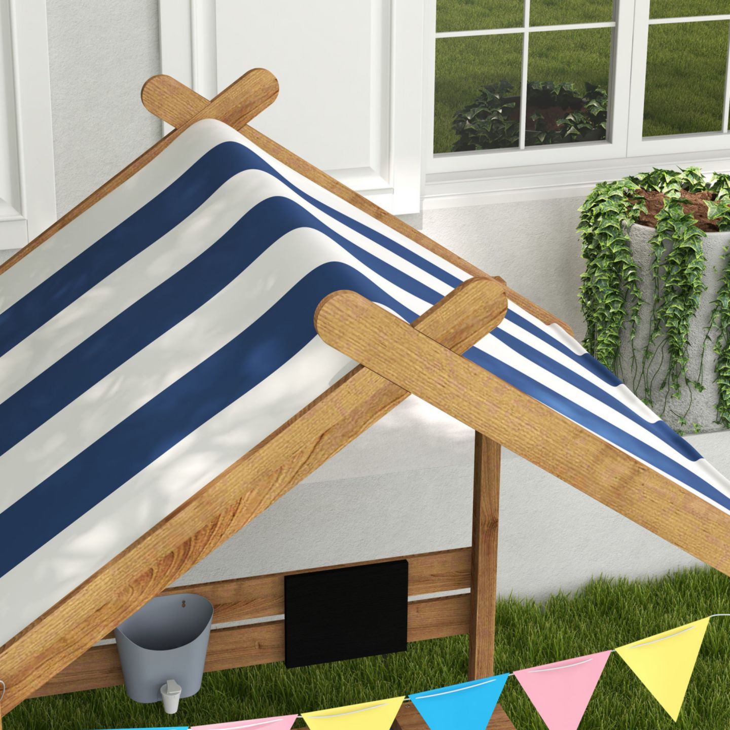 Детская игрушка Streamdale Furniture Canopy House Design Wooden Sandbox, 250 lbs Capacity, 3–7 лет, цвет: Коричневый — фото 2