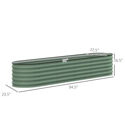 7.9' x 2' x 1.4' Galvanized Raised Garden Bed Kit, Outdoor Metal Elevated Planter Box with Safety Edging, Easy DIY Stock Tank for Growing Flowers, Herbs & Vegetables, Green