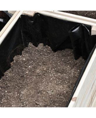 4PCS Raised Garden Bed, Wooden Elevated Planter Box Kit with Bed Liner, DIY Shape, for Flowers Vegetables