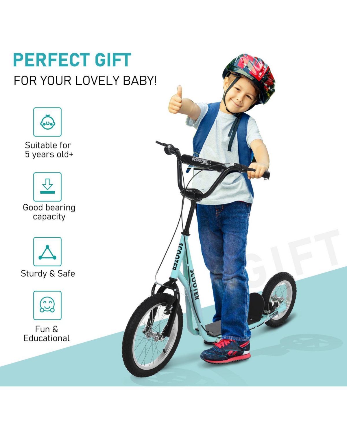 Streamdale Furniture Youth Scooter, Teens Kick Scooter, Adjustable Handlebar Ride On Toy for 5+ with 16