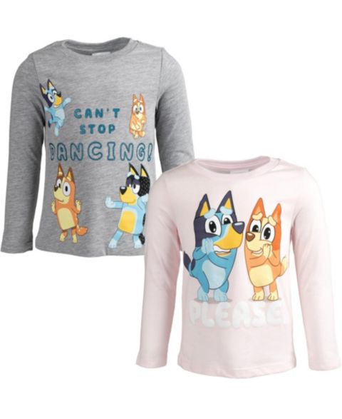 Футболки Bluey 2-Pack Long Sleeve для девочек-малышей, цвет: Серый / Розовый