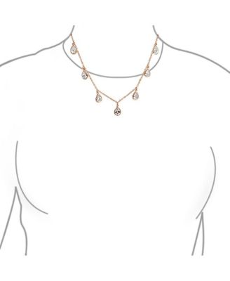 Multi Tear Drops Rose Gold Plated Brass Chain Cubic Zirconia Necklace Earrings Set