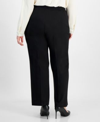 Plus Size Compression Pull-On Wide-Leg Trousers