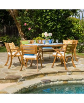 Streamdale Hermosa 7 Piece Wood Dining Set With Cushions