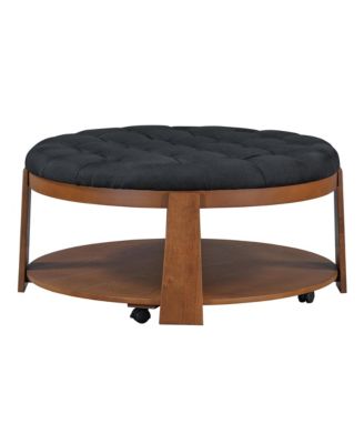 Modern Round Tufted Coffee Table Ottoman with Storage