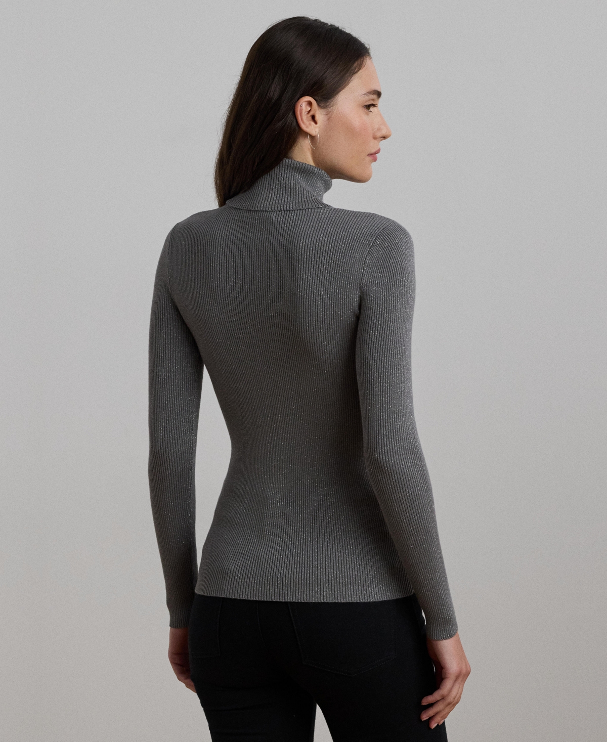 Lauren Ralph Lauren Metallic Ribbed Turtleneck Sweater