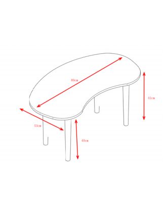 Nut Shape Coffee Table with Solid Wood Legs, 35x21 Inches