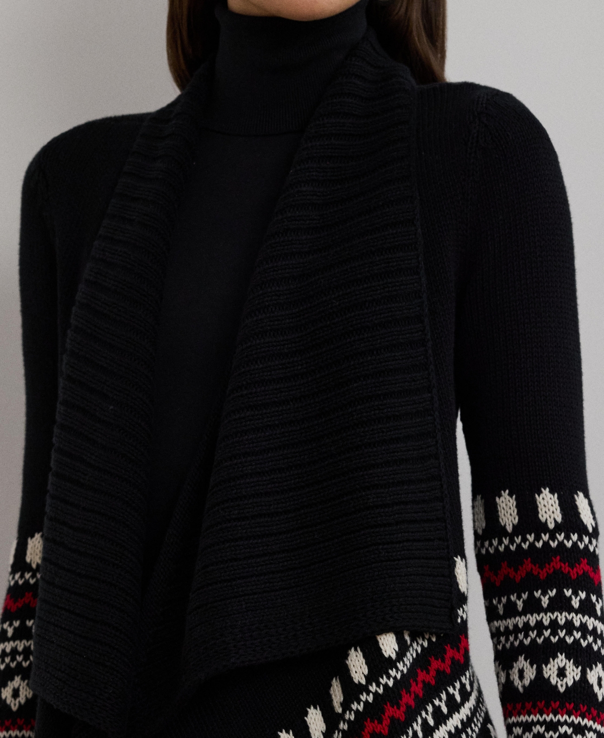 Lauren Ralph Lauren Women's Fair Isle Cotton Shawl-Collar Cardigan, Regular & Petite -Cream