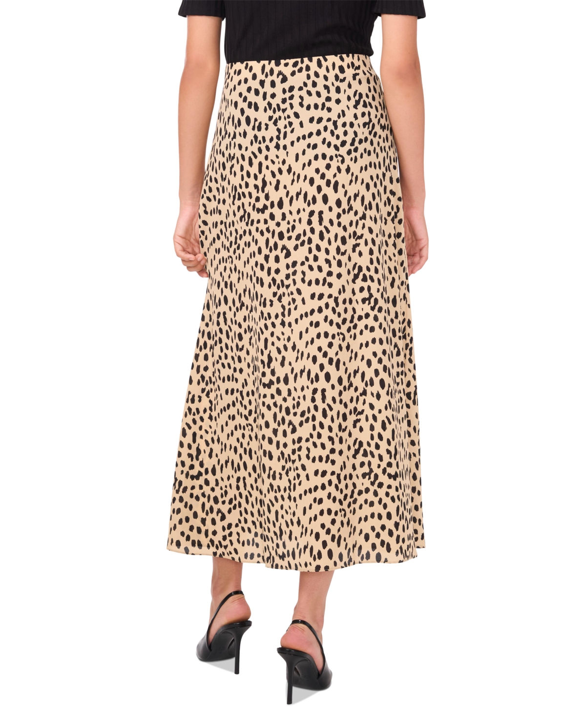 Shop Vince Camuto Women's Animal-print Pull-on Midi Skirt In Khaki Haze