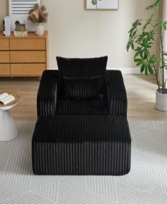 Corduroy Sponge Lounge Chair with Footrest