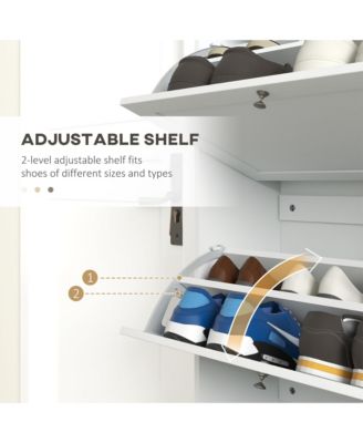 Narrow Shoe Storage Cabinet for Entryway with 3 Flip Drawers and Adjustable Shelves, Shoe Rack Organizer for 18 Pairs of Shoes, White