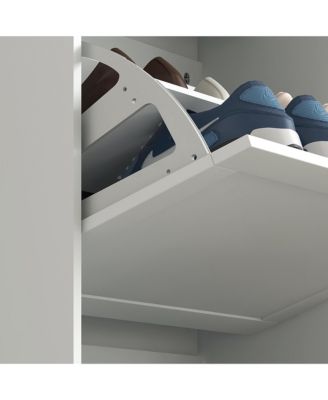 Narrow Shoe Storage Cabinet for Entryway with 3 Flip Drawers and Adjustable Shelves, Shoe Rack Organizer for 18 Pairs of Shoes, White