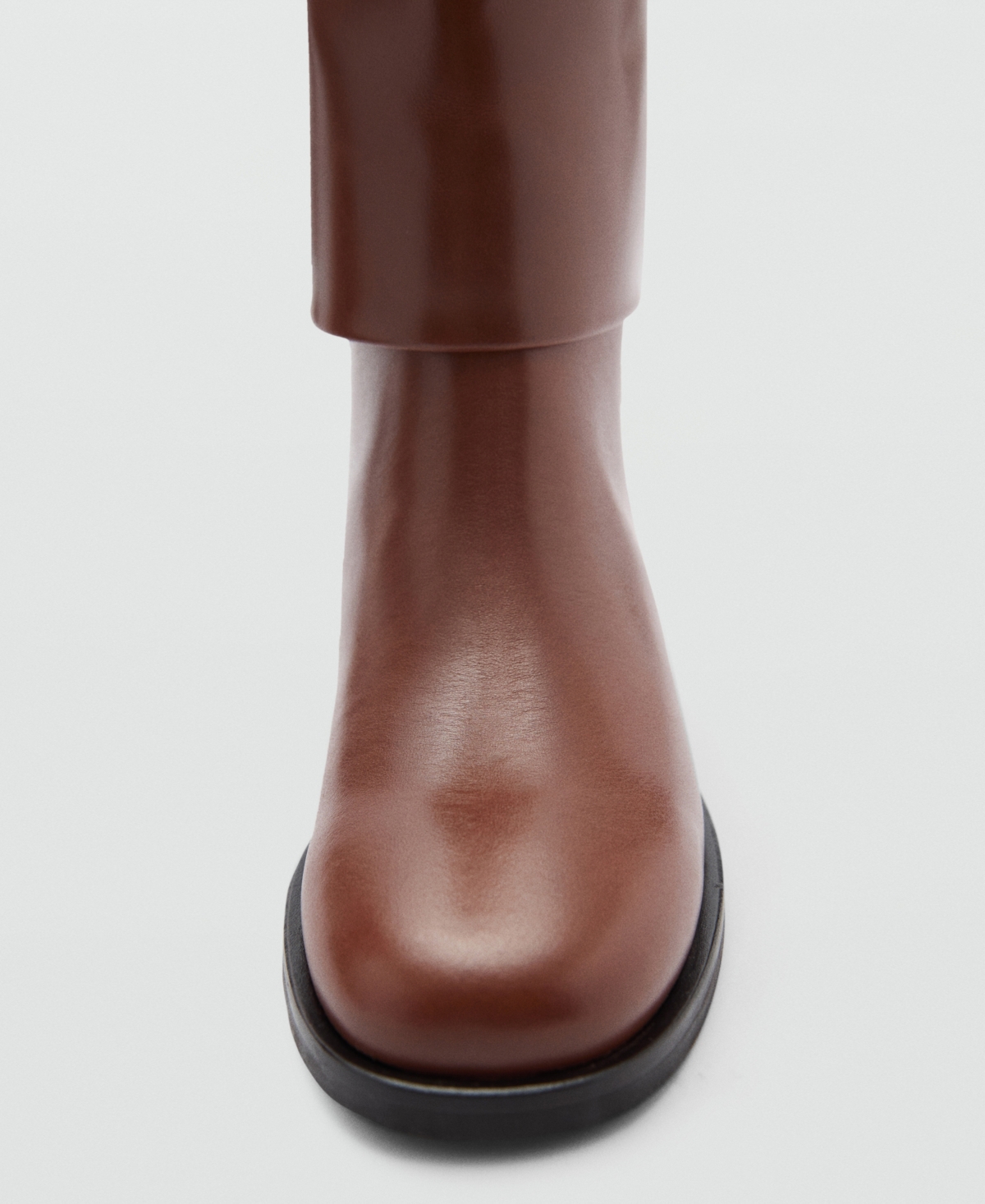 Mango Decorative Buckle Leather Boot Cognac In Cognac