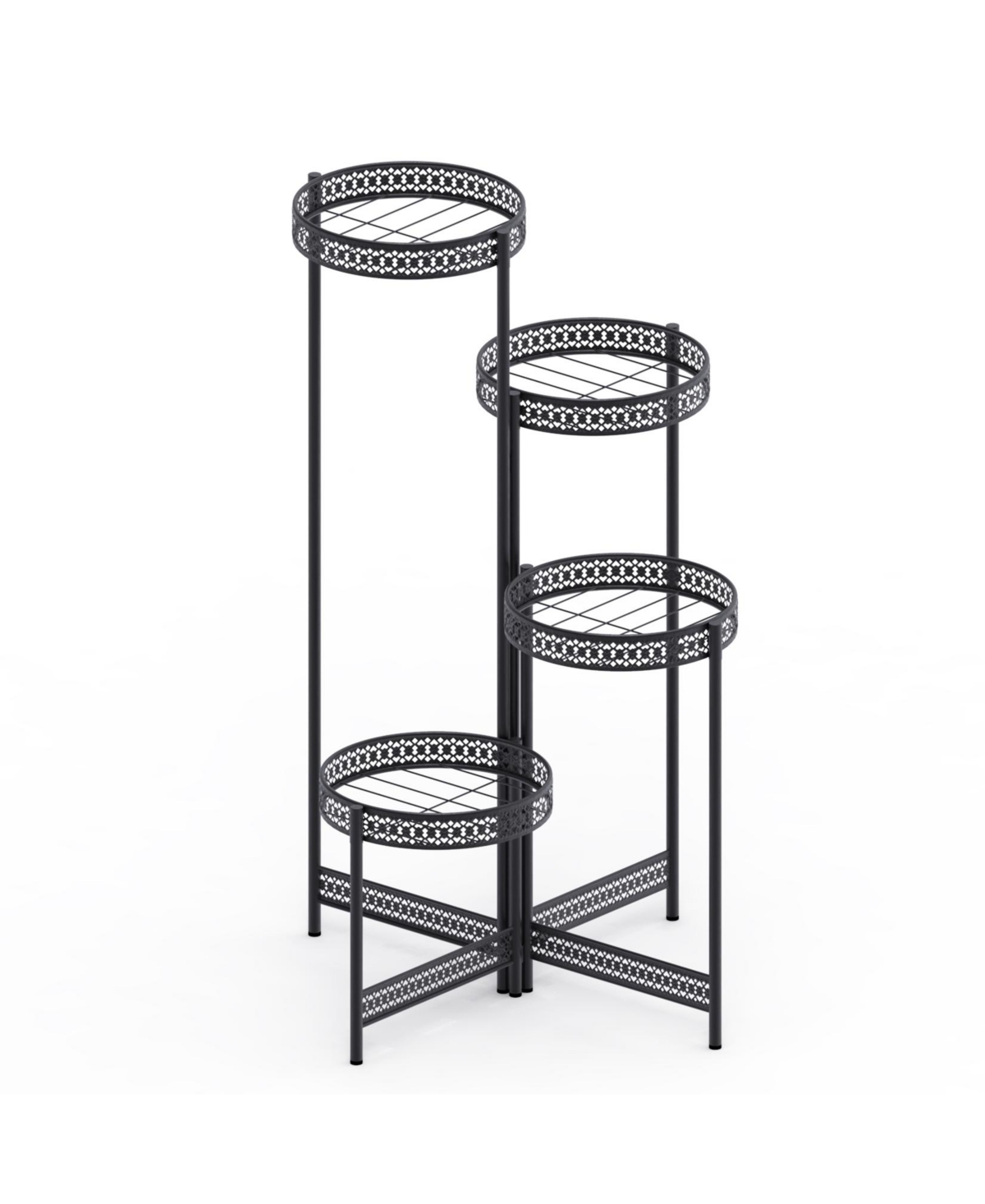 Unho Metal Multi-tier Planter Flowers Pots Holder Garden Patio Decor Plants Rack Stand - Black