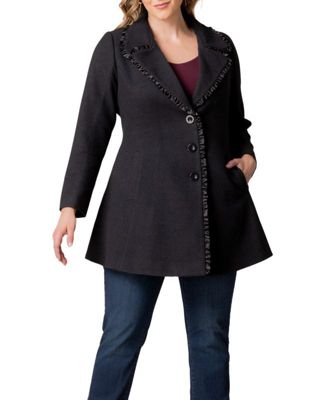 Plus Size Juliette Satin Trim Coat