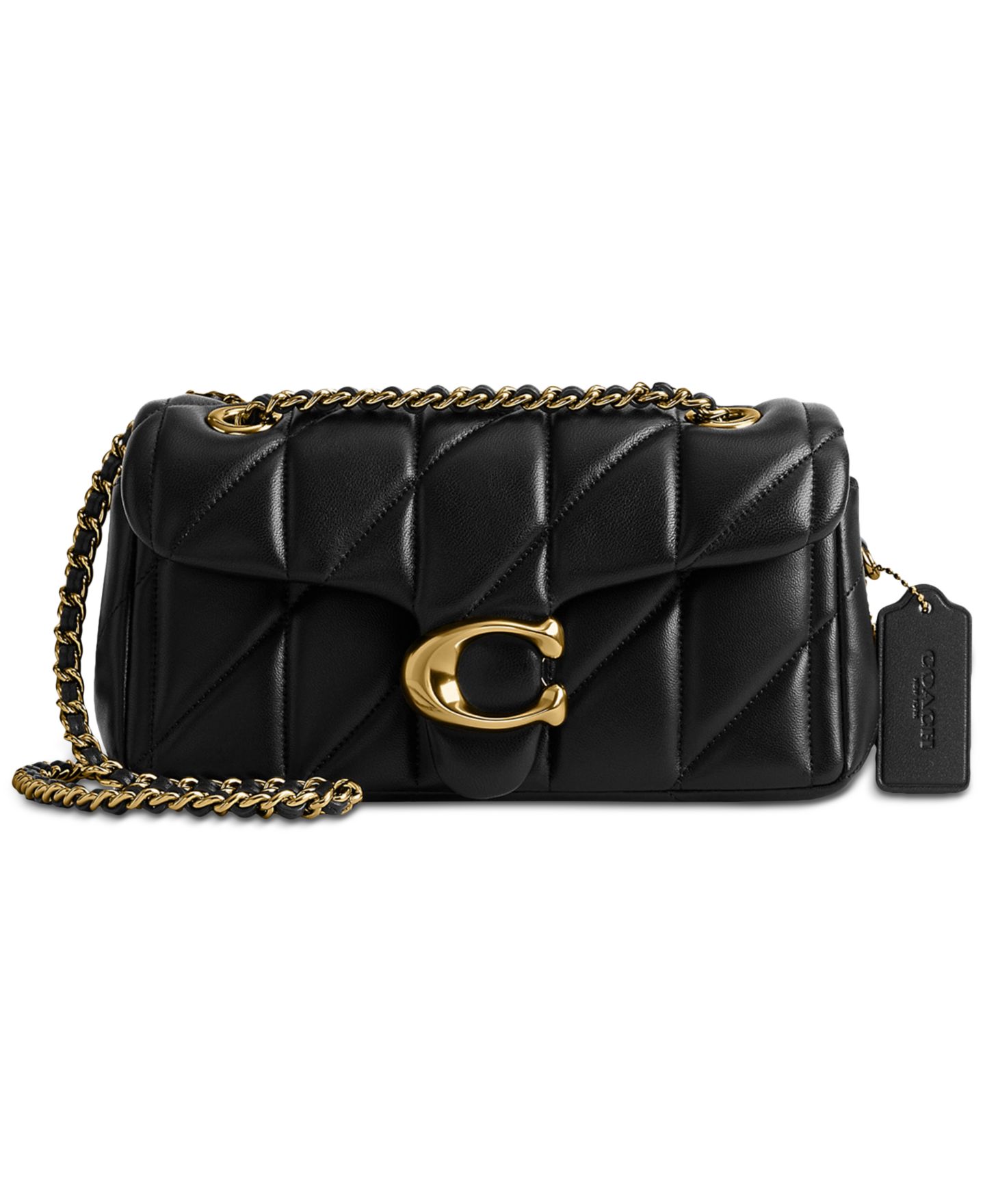 Женская сумка COACH Quilted Tabby Small Leather Shoulder 20, цвет: Латунный / Чёрный — фото 1