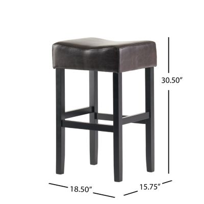 Streamdale 30-Inch Bonded Leather Backless Bar Stool (Set Of 2), Brown