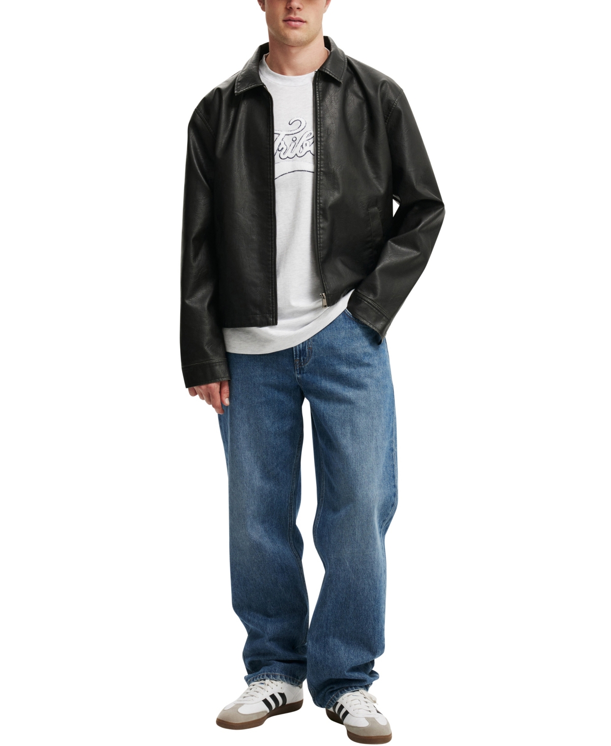 Cotton On Men's Box Fit College T-Shirt -Tribeca Script Navy