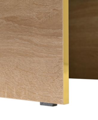 47" Glossy Coffee Table with Drawers, Golden Legs, Black