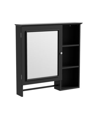 Wall Mounted Bathroom Storage Cabinet, Medicine Cabinets with large mirror door, adjustable shelves and three open storage levels(Not Include Bathroom Vanity