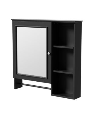 Wall Mounted Bathroom Storage Cabinet, Medicine Cabinets with large mirror door, adjustable shelves and three open storage levels(Not Include Bathroom Vanity