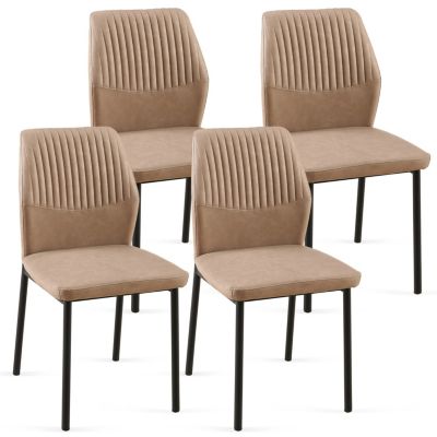 Modern PU Leather Dining Chairs with Metal Legs (4-Pack)