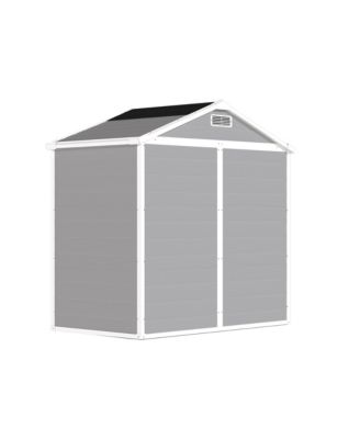 6' x 4.4' Resin Weather Resistant Outdoor Storage Shed with Floor for Garden, Backyard, Pool Tool, Light Grey