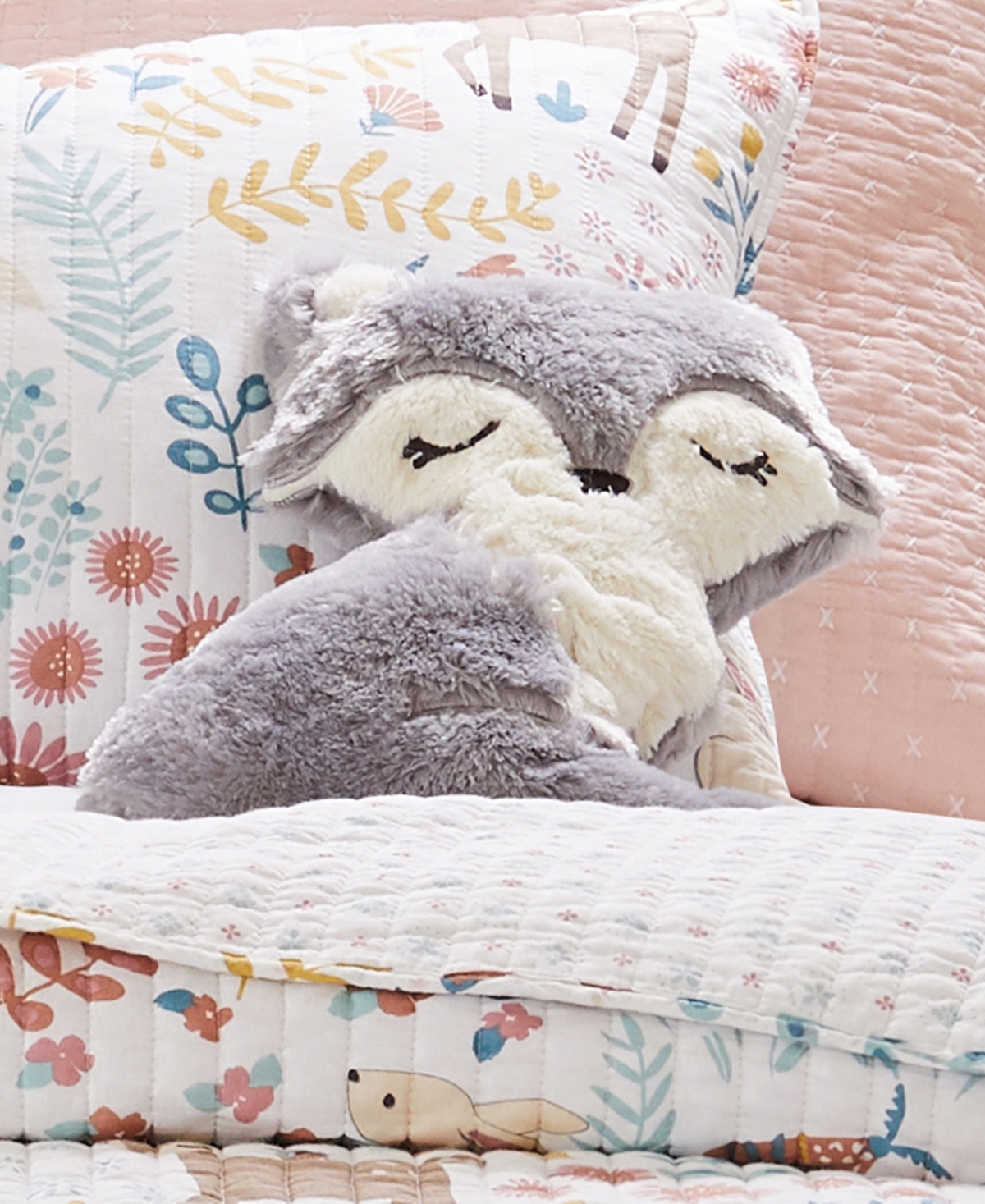 Levtex Forest Friends Fox Shaped Kids Decorative Pillow, 14" X 18" In Grey