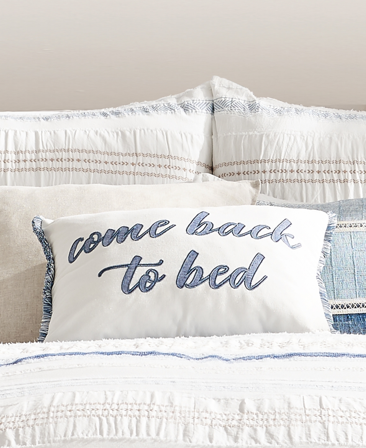 Levtex Abelia Fringe Decorative Pillow, 14" X 18" In White