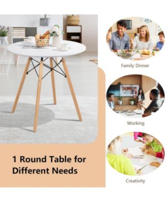 31.5" Round Dining Table Kitchen Table White Dining Table with White MDF desktop and Solid wood legs .Modern Style Coffee Table Leisure Dining Room Round Table for Kitchen Living Room