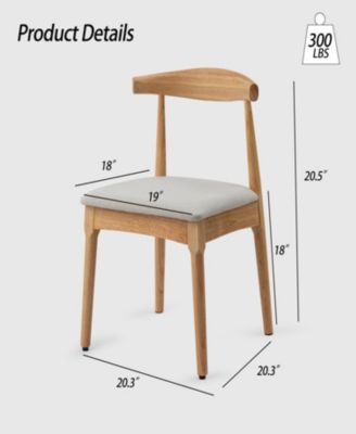 Mid Century Dining Room Chairs Set of 2,Wood and Fabric Upholstered Four Dining Chairs