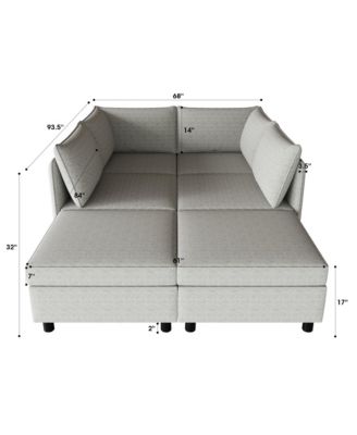 Modular Sectional Sofa, Convertible Sofa Seat With Storage, Sleeper Sectional Sofa Set, Fabric Flexible Modular Combinations for Living Room