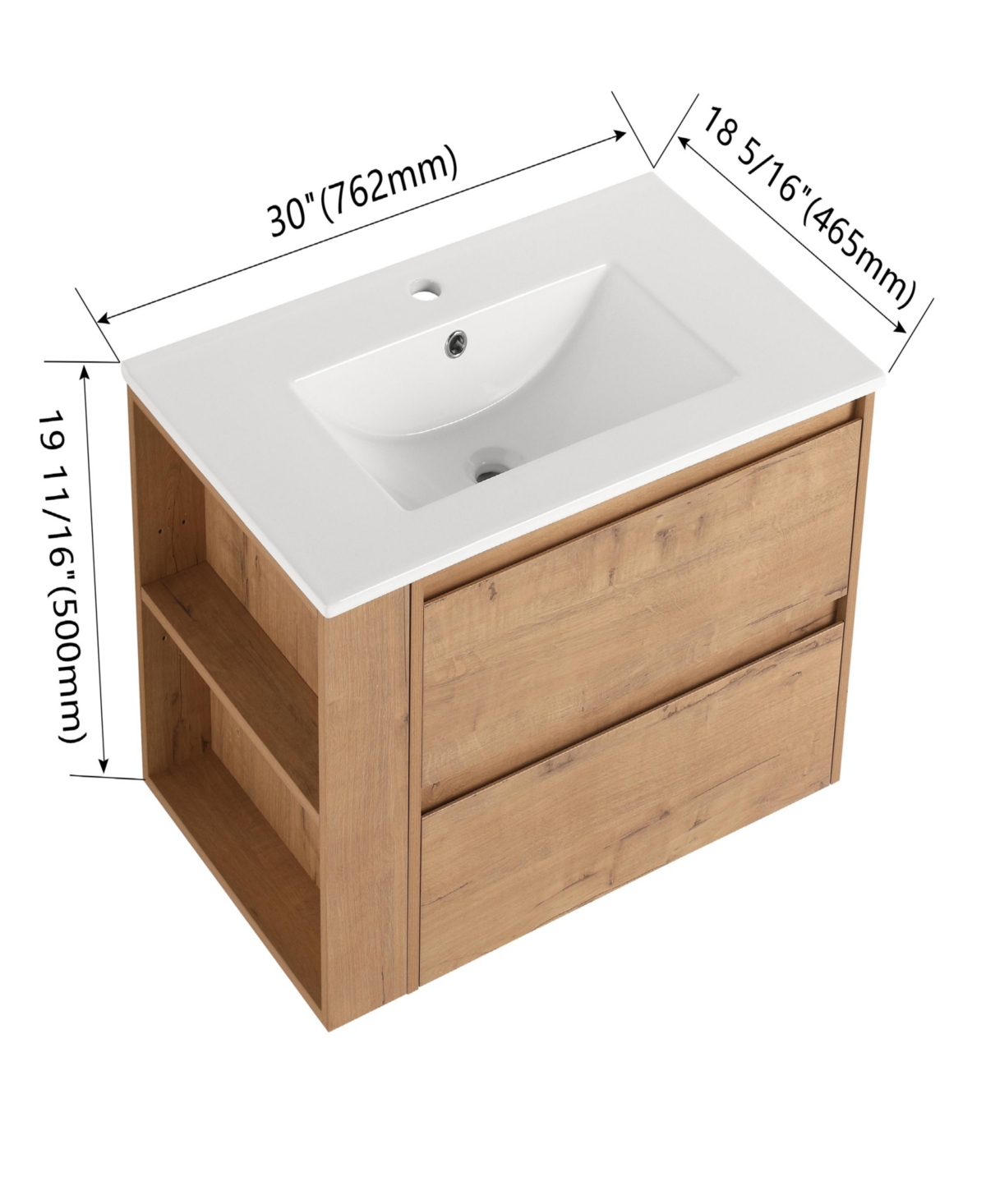 Streamdale 30" Vanity with Ceramic Sink, Soft-Close Drawers