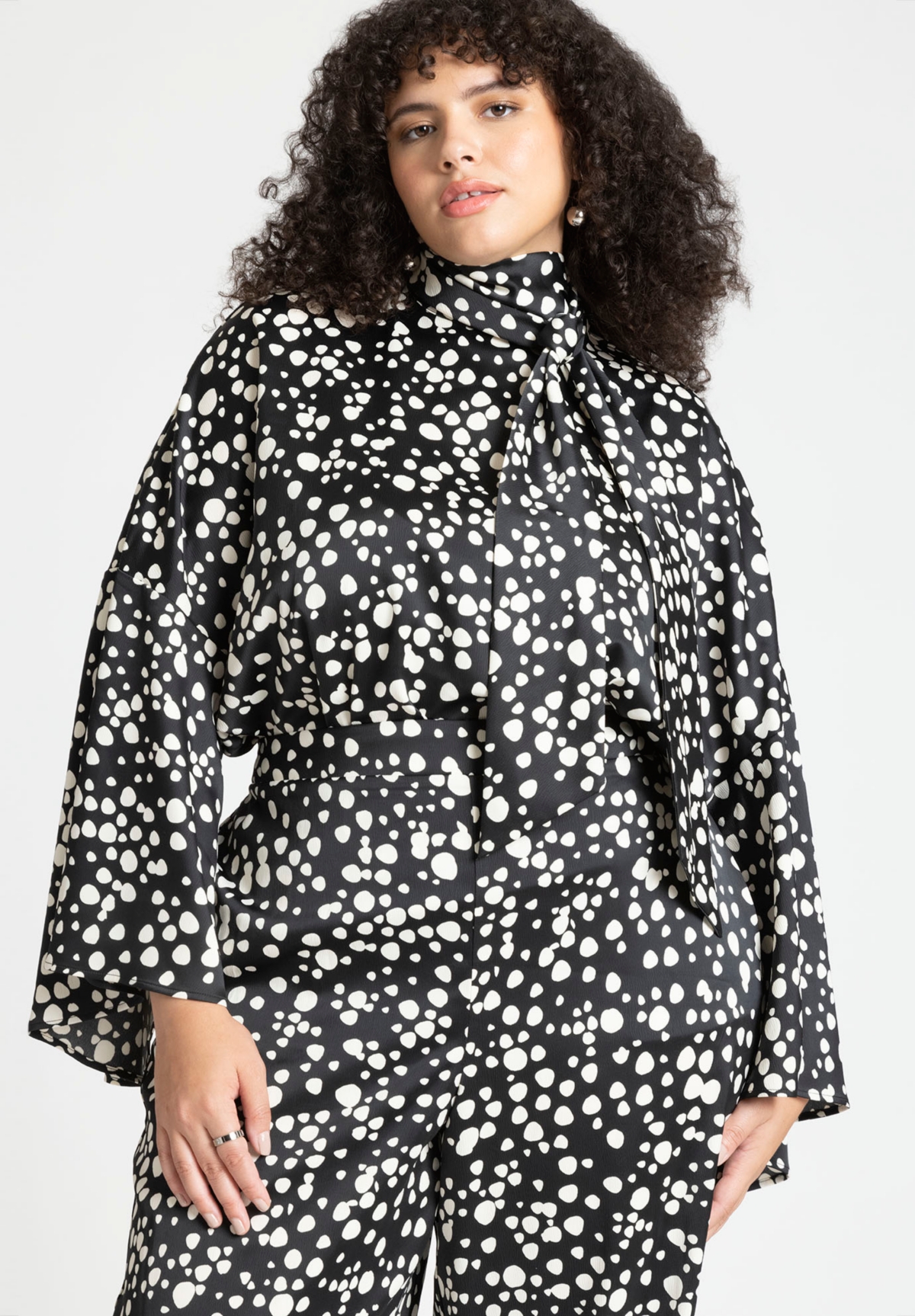 Eloquii Plus Size Tie Neck Cape Blouse