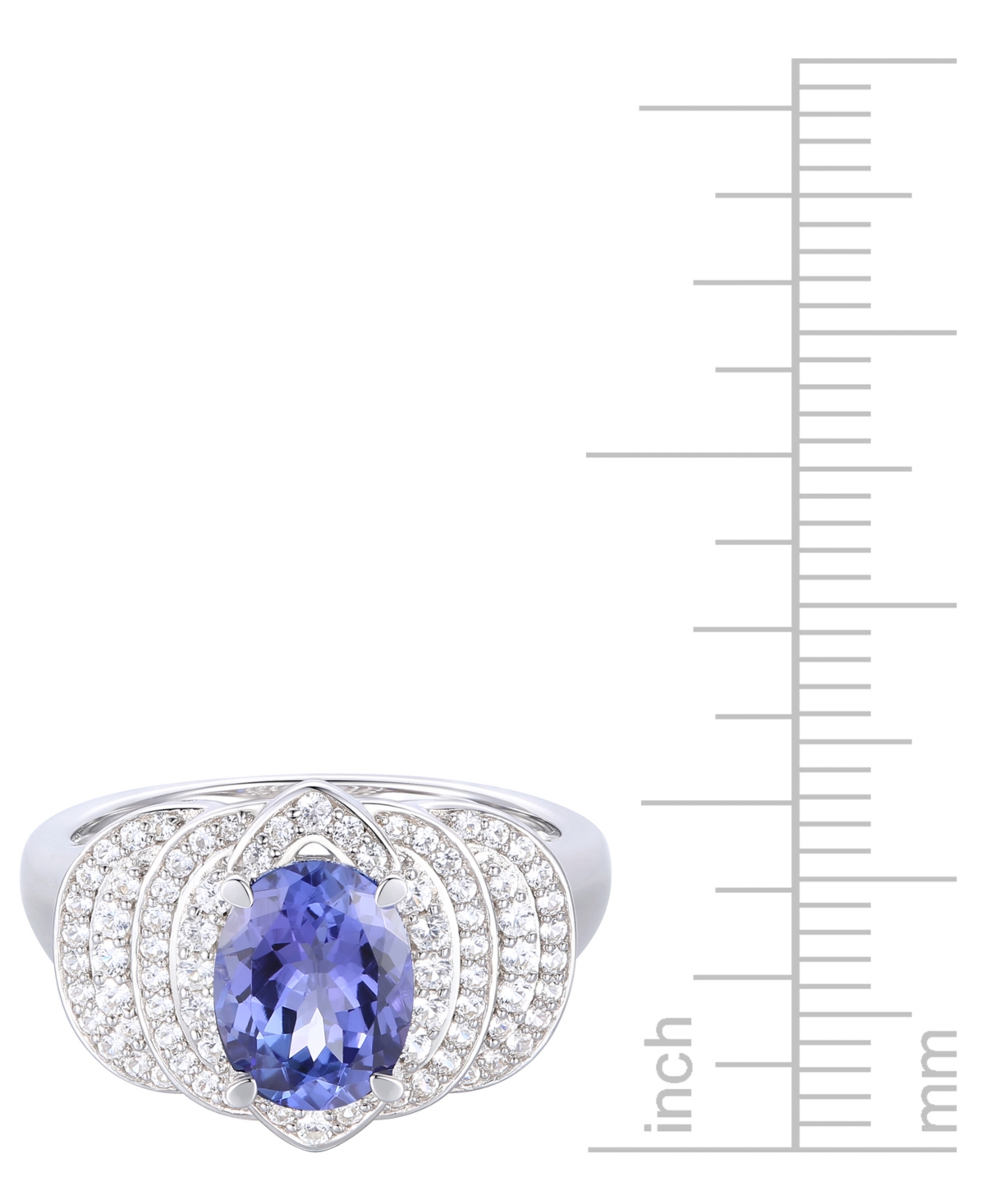 Macy's Tanzanite (1-3/4 Ct. T.w.) & Diamond (1/2 Ct. T.w.) Oval Ring In 14k White Gold In Emerald