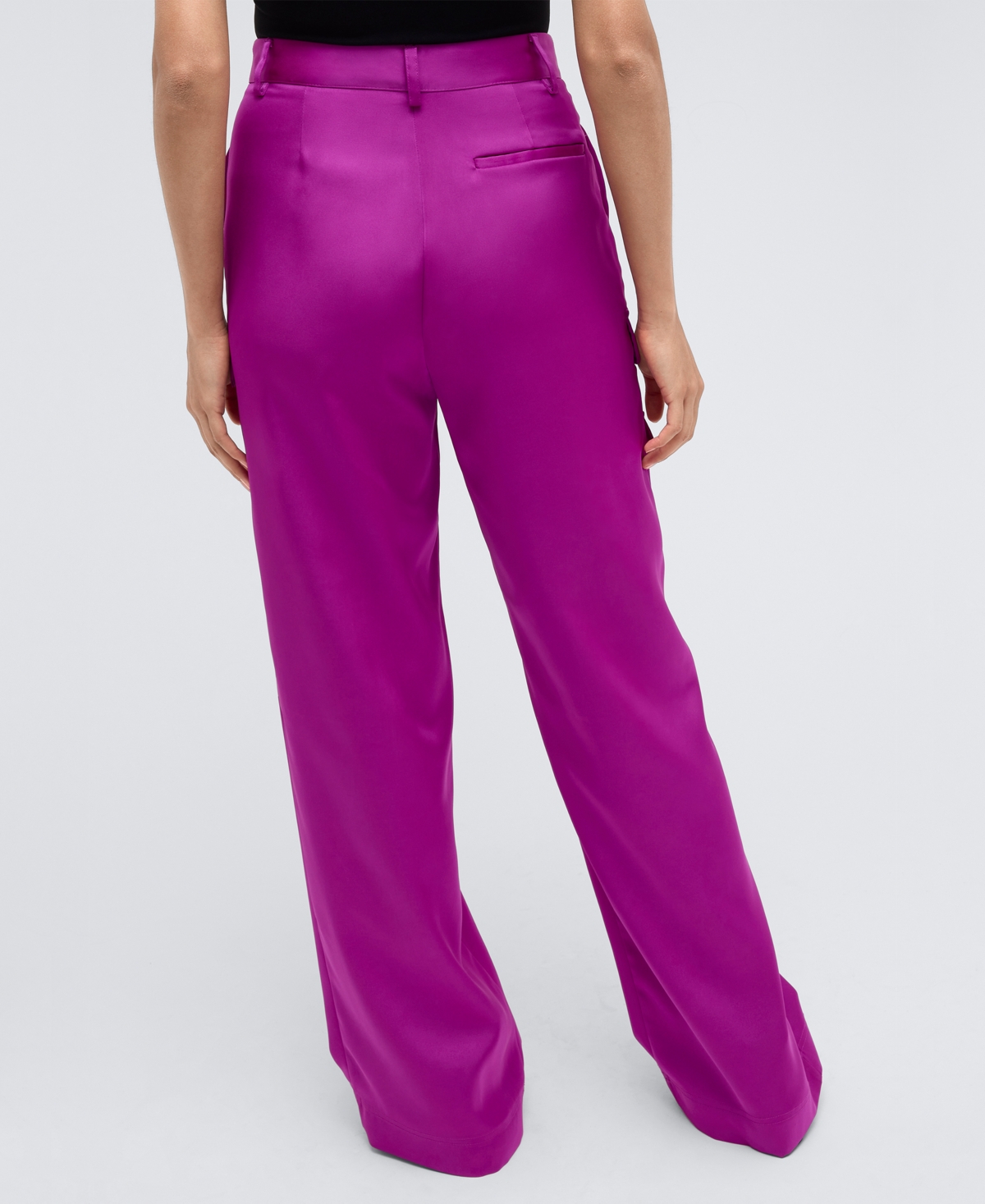 Kenneth Cole Women's High Rise Satin Double Cargo Pants