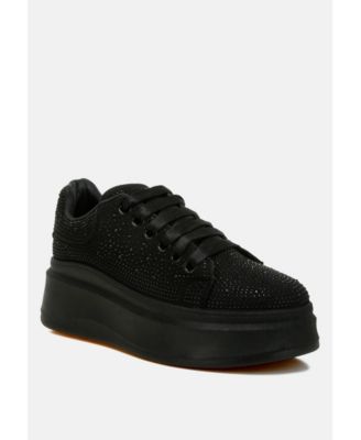 Womens Jitter Bug Rhinestones Embellished Chunky Sneakers