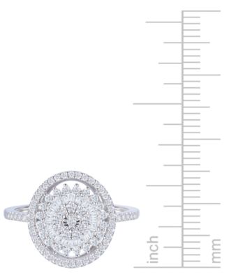 Diamond Round & Baguette Halo Cluster Ring (1/2 ct. t.w.) in 10k White Gold