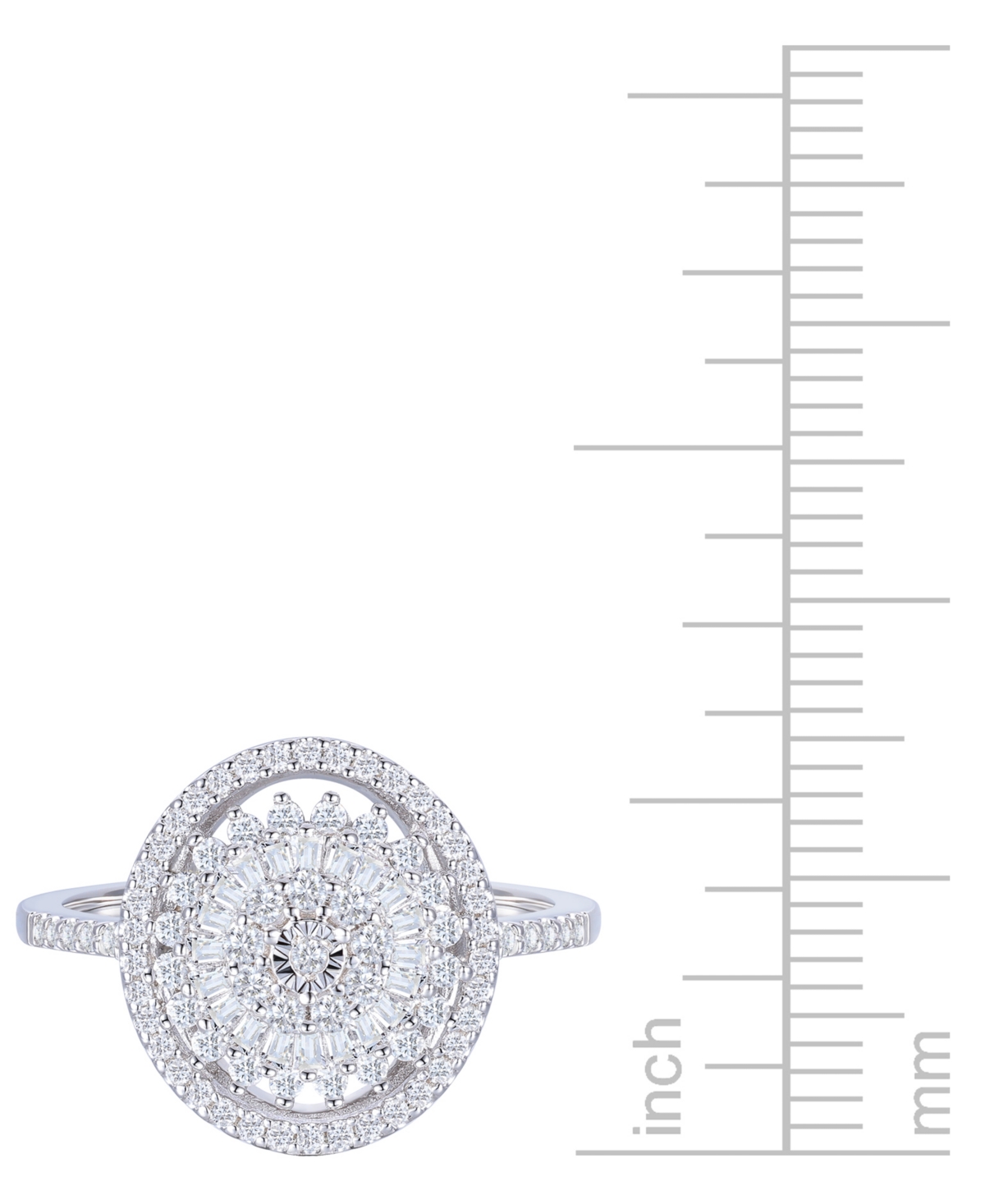 Macy's Diamond Round & Baguette Halo Cluster Ring (1/2 Ct. T.w.) In 10k White Gold In White Gold
