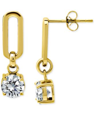 Cubic Zirconia Oval Drop Earrings in 18k Gold-Plated Sterling Silver, Created for Macy's (Also Available in Sterling Silver)
