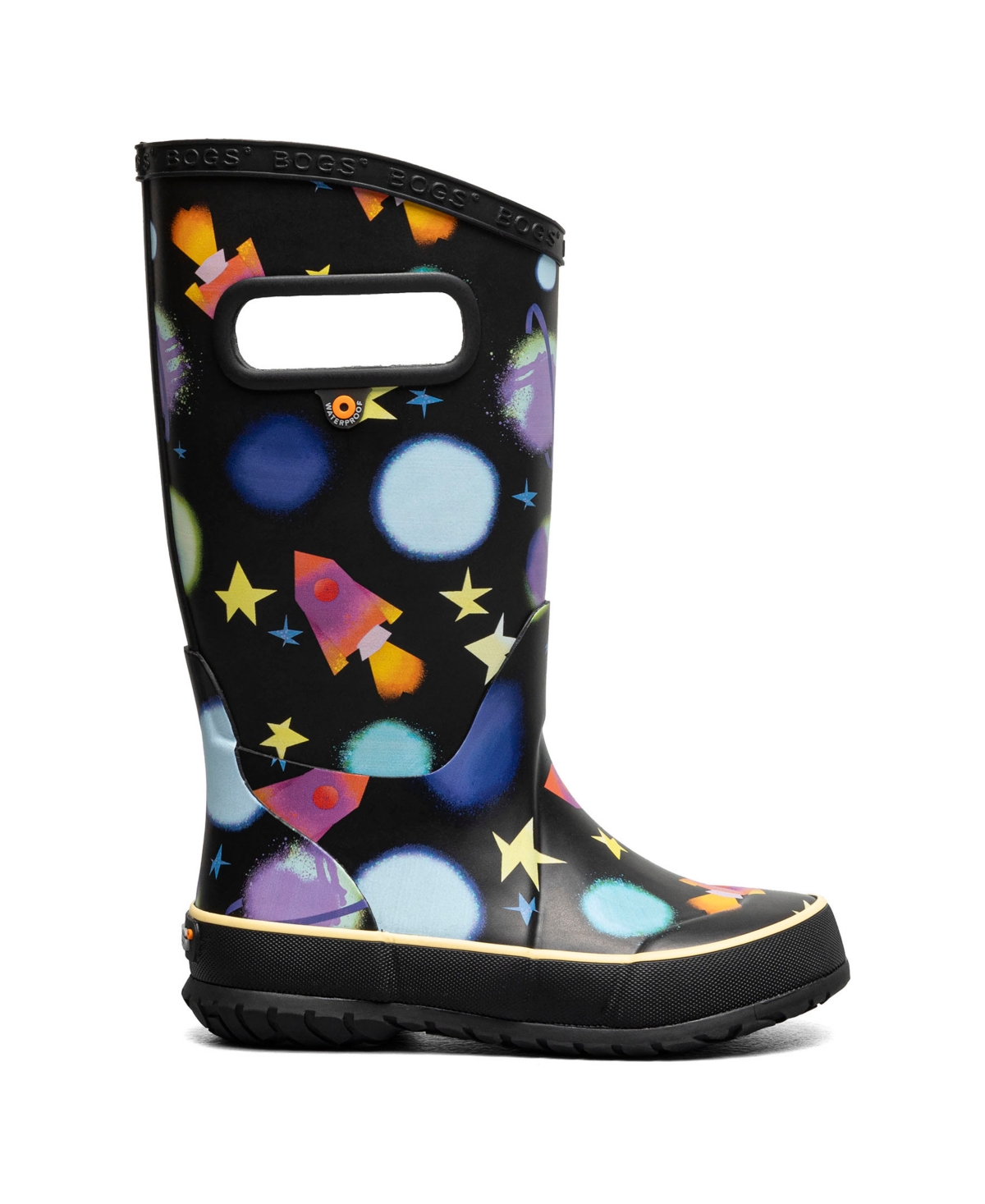 Bogs Little And Big Girls Rain Boot In Black Multi 1