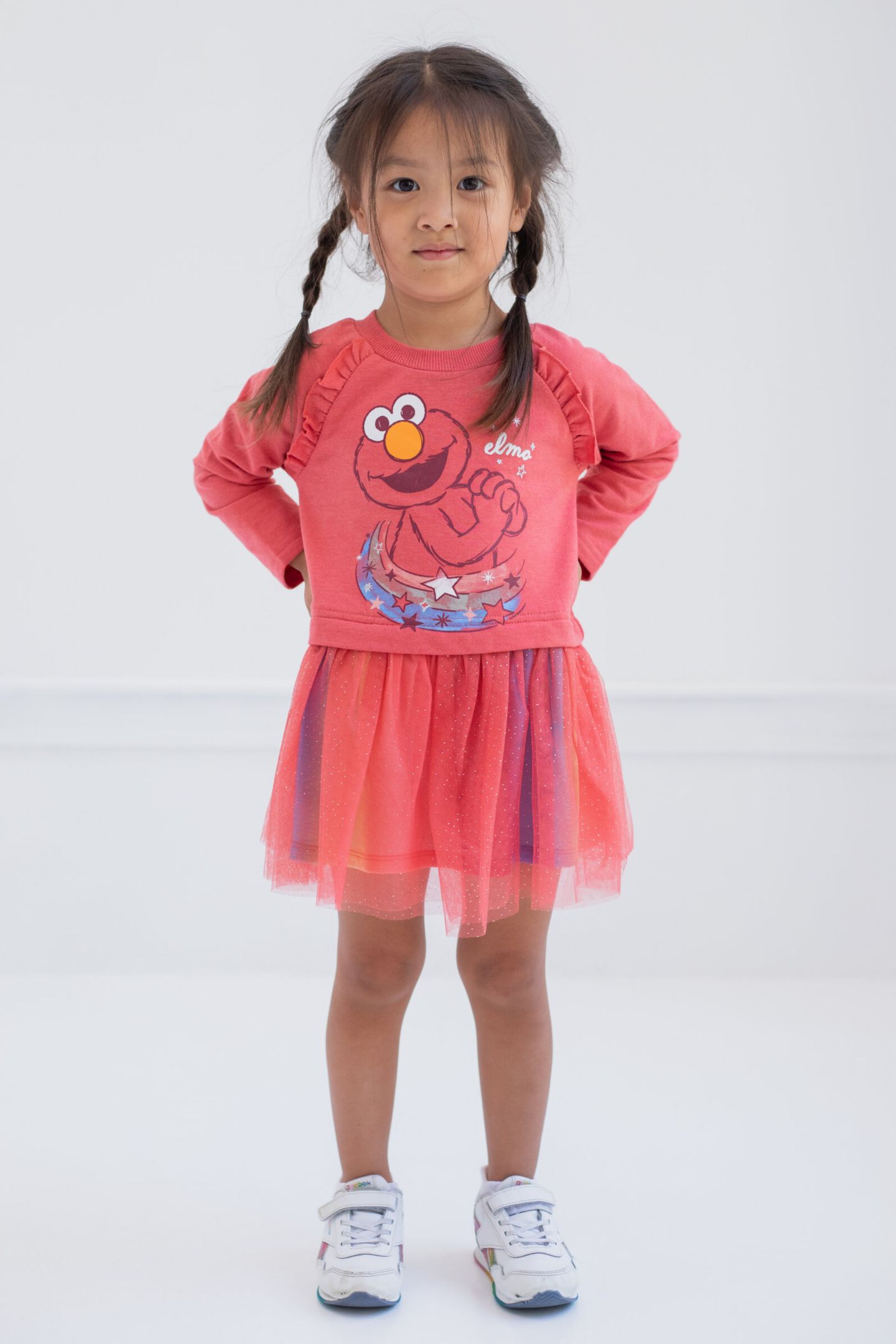 Платье Sesame Street Elmo French Terry Dress для девочек-малышей, цвет: Красный — фото 6