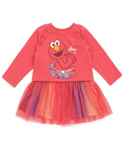 Платье Sesame Street Elmo French Terry Dress для девочек-малышей, цвет: Красный