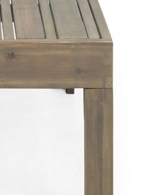 Outdoor Acacia Wood And Wicker Loveseat And Coffee Table Set With Cushions, Gray + Mixed Gray + Dark Gray