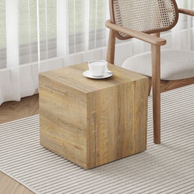 Modern Square MDF Coffee Table with Light Wood Texture