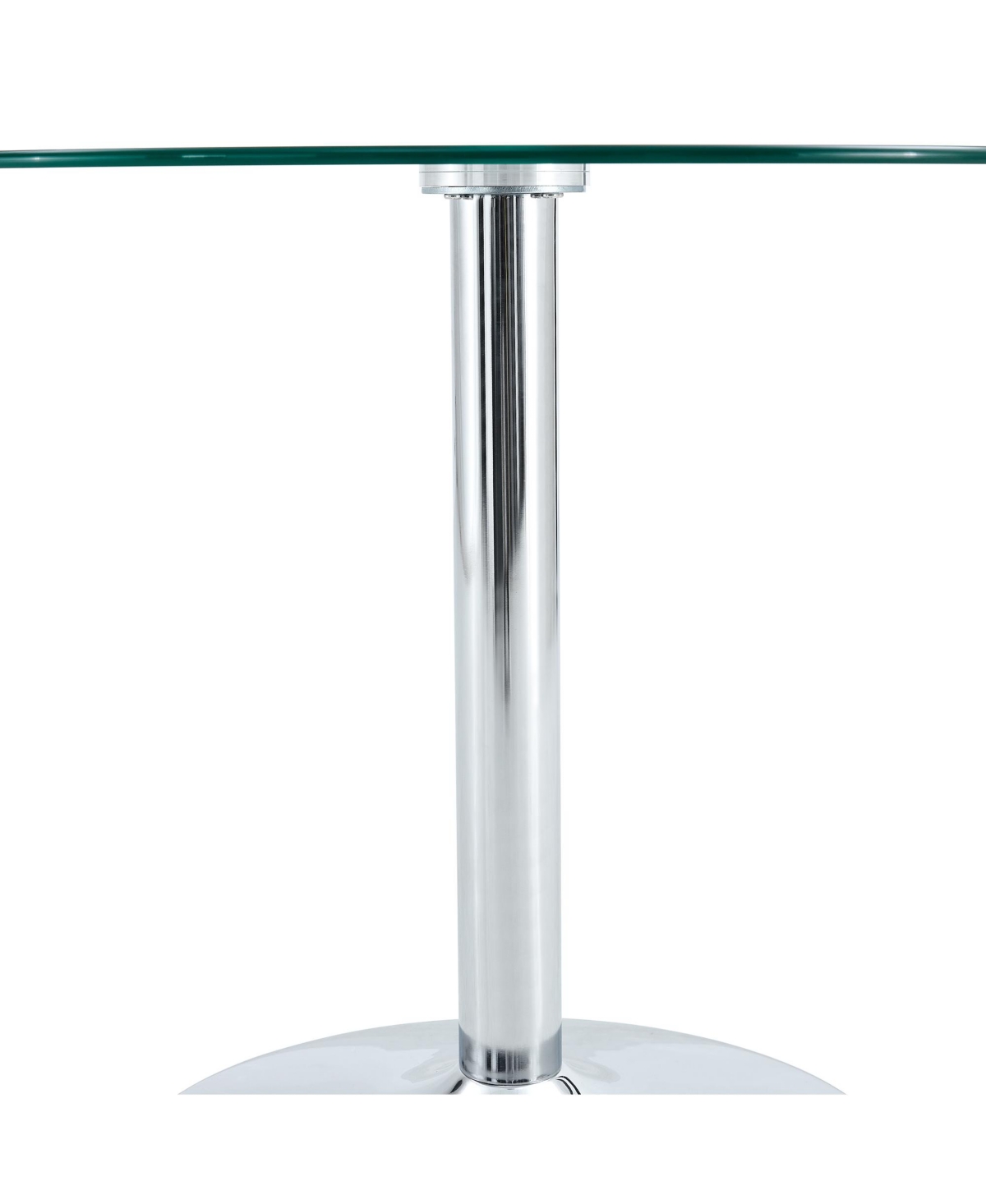 Streamdale Furniture A glass tabletop with a diameter of 35 inches and a modern minimalist circular dining table with electroplated silver metal legs