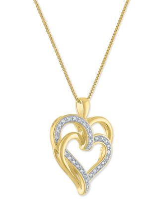 Diamond Overlap Heart 18" Pendant Necklace (1/10 ct. t.w.) in Sterling Silver, 14k Gold-Plated Sterling Silver or 14k Rose Gold-Plated Sterling Silver