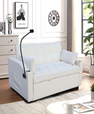 3-in-1 Velvet Loveseat Futon with Adjustable Backrest
