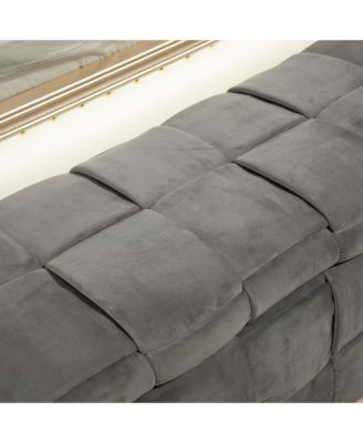 Storage Ottoman, Bedroom End Bench, Upholstered Fabric Storage Ottoman with Safety Hinge, Entryway Padded Footstool, Ottoman Bench for Living Room & Bedroom (Gray)