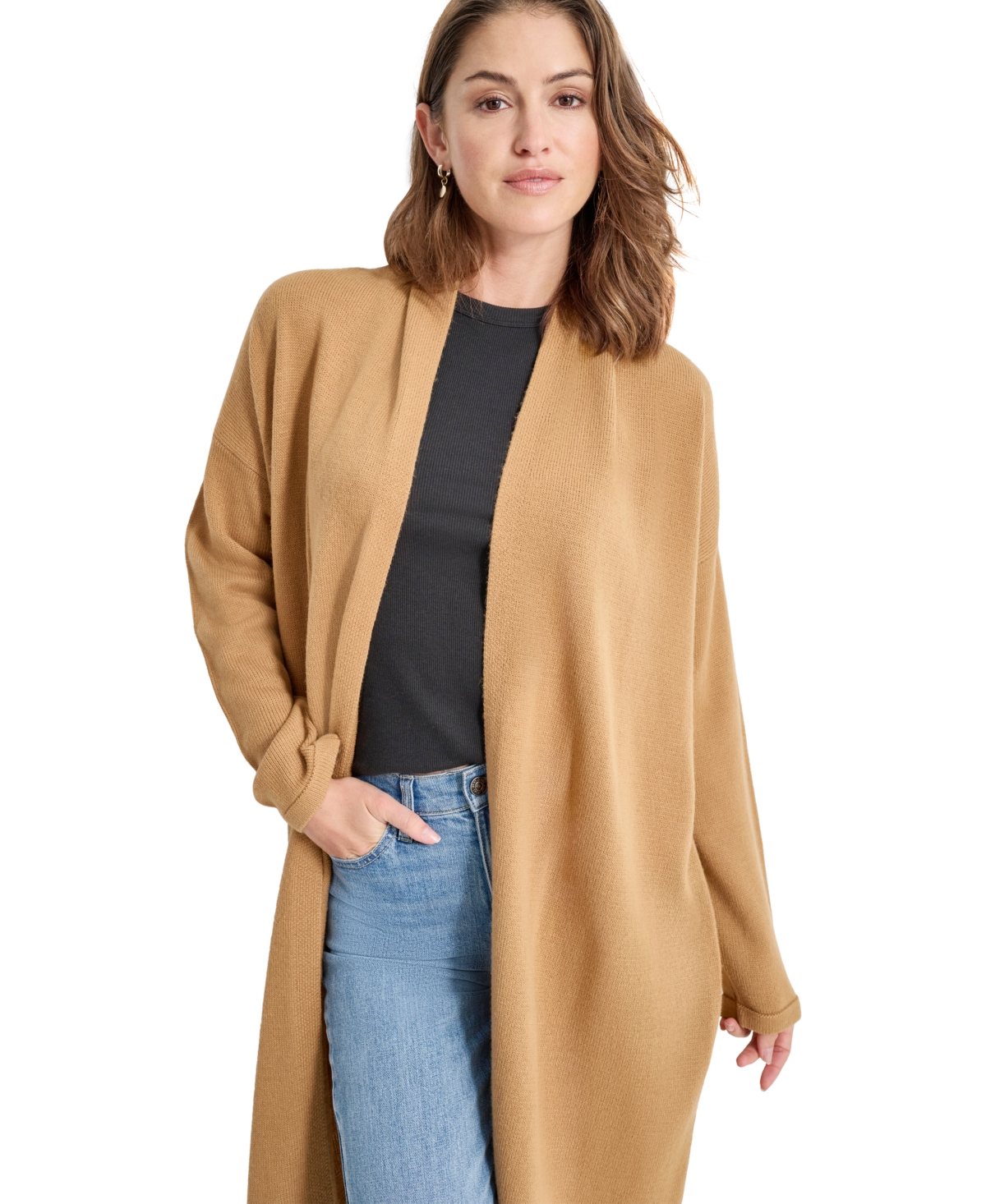 Dkny Jeans Women's Shawl-Collar Open-Front Long Cardigan